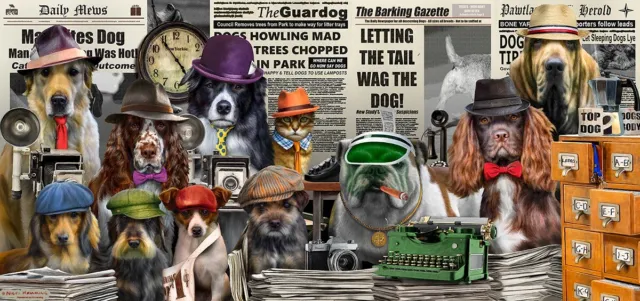 News Hounds (Dogs) 1000 pc puzzle - 16" x 34" - Artist: Nigel Hemmings SUN49088