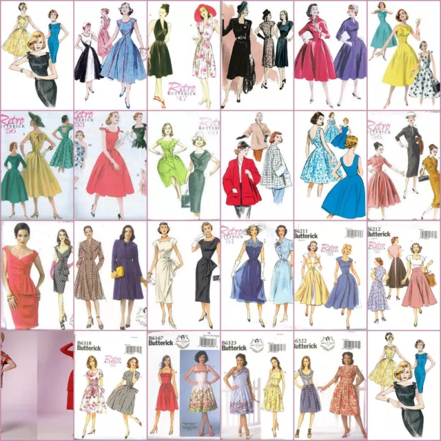 Vintage Retro 40s 50s 60s Misses Dress Butterick Sewing Pattern Rockabilly VLV