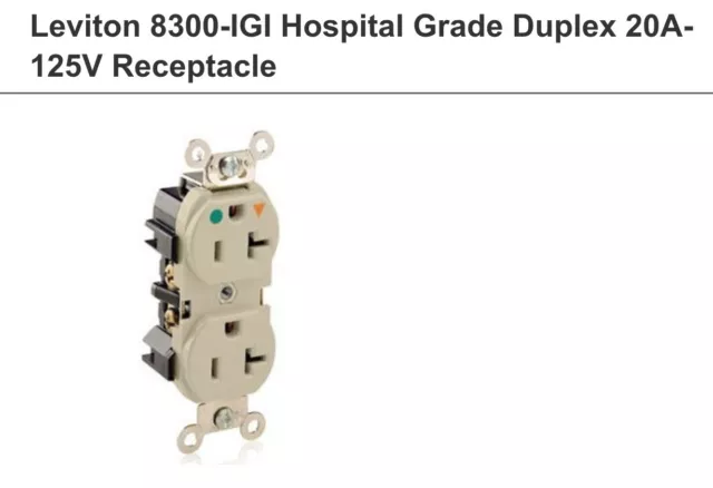 Hospital Grade Isolated Ground Duplex Receptacle, 20A, 125V, Ivory(Box Of 10) 2