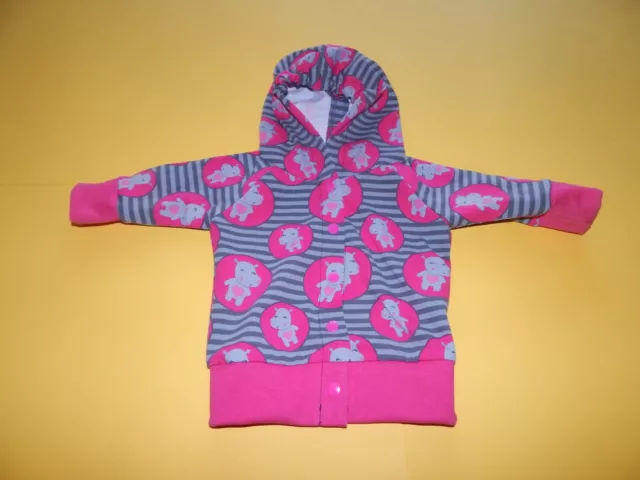 Baby Kapuzenjacke  aus Jersey  grau gestreift mit Nilpferde