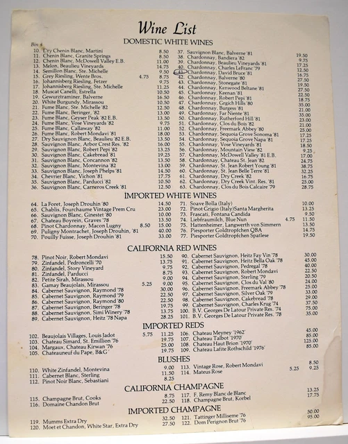 1980S RAPSCALLION SEAFOOD House Bar Restaurant Menu Casino Reno Nevada