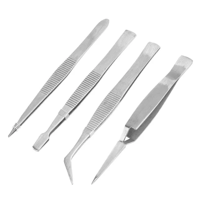 Pinzette Set 4 Edelstahl Augenbraue Haar schräg Profi Haushalt Handwerk