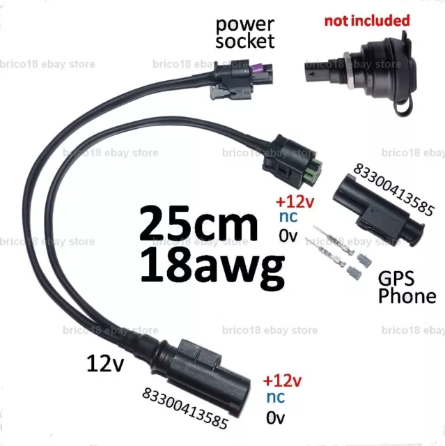 BMW Y Cable Power Outlet 25cm/18awg via 83300413585 - R1200 R1250 GS GT RT RS