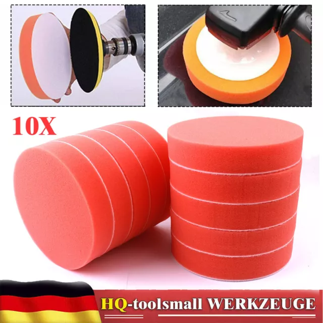 10 tlg. Auto Polierschwamm Polierpads Polierscheibe orange glat 100/125/150mm