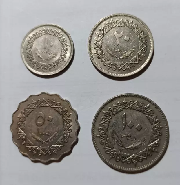 Libia 4 MONETE ANNO 1975 10 - 20 - 50 - 100 DIRHAM RARE