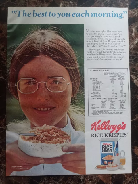 Kellogg's Rice Krispies Cereal Redhead Girl 1972 Vintage Print Ad