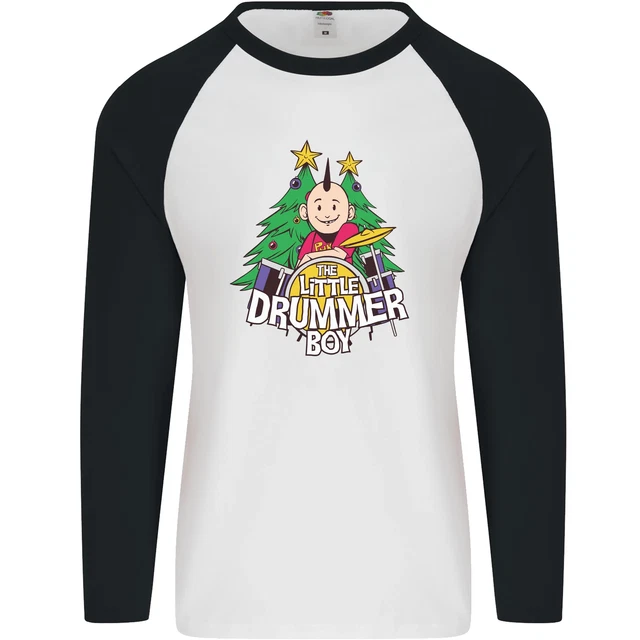 Maglietta da baseball Christmas the Little Drummer Boy divertente da uomo L/S