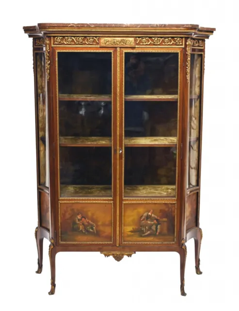 Antique French Vitrine Display Cabinet Painted Vernis Martin 1870
