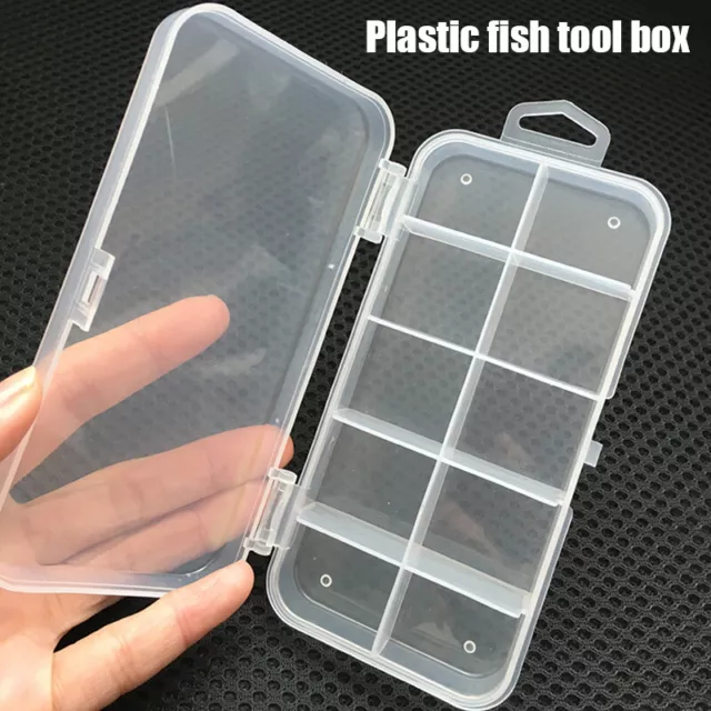 Pequeña caja de señuelos de pesca de 10 compartimentos - caja de 13 cm x 6 cm x 2,5 cm para pesca BII