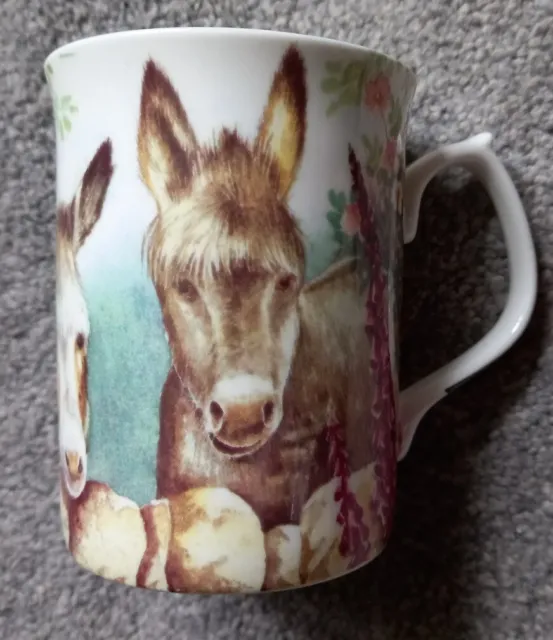 Lovely Fenton Bone China Ann Blockley Donkey Design Mug 9.25cm High