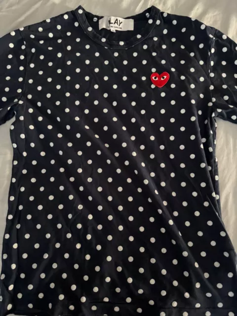 comme de garcons play long sleeve polka dots blue medium women