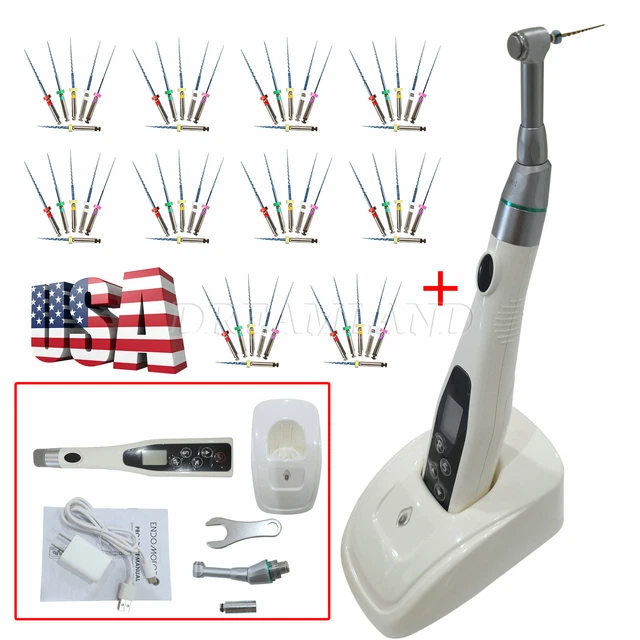 Cordless Root Canal Dental Endo Motor 16:1 Reciprocating& Niti Files *10Packs US