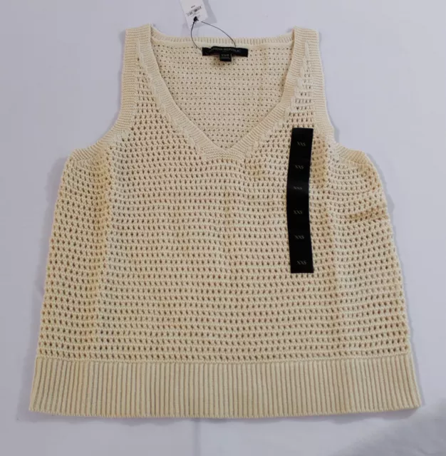 Banana Republic Women's Cropped Open-Stitch Sweater Tank LV5 Cream Size 2XS NWT