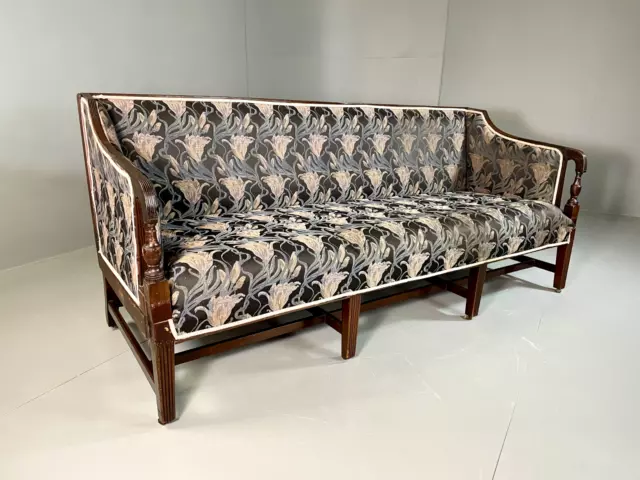 EB6338 Vintage Antique Four Seat Sofa Mahogany Frame Regency Empire Style M4SS