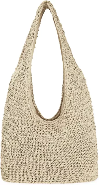 Women Large Straw Beach Bag Handmade Woven Shoulder Bags Hobo Tote Handbag Purse