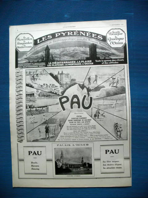 Pau Casino Hotels Tourism Pyrnées French Ad 1926 Press Advertisement