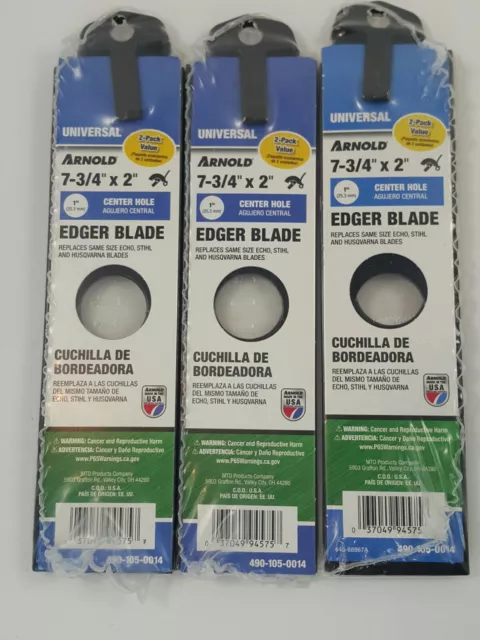 6 Pack - Arnold Edger Blades Universal 7-3/4" x 2" - 1" Center Hole 490-105-0014