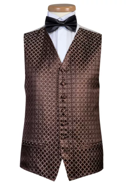 Da Uomo E da Paggetto Marrone Diamante Matrimonio Abito Festa Ballo Gilet (B52)