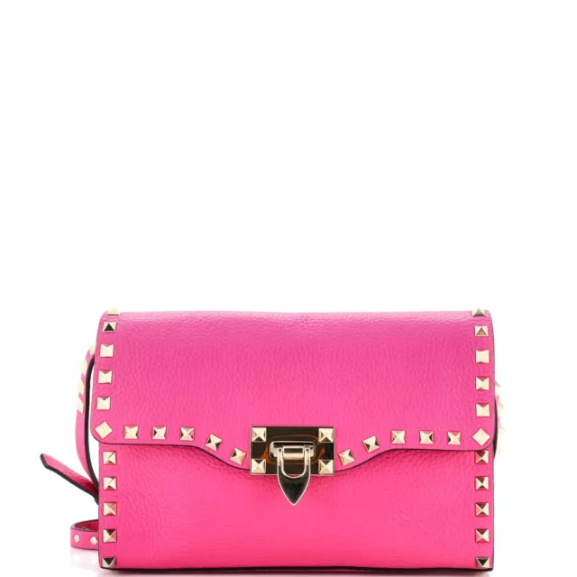 Valentino Garavani Rockstud Flip Lock Flap Bag Leather Small Pink