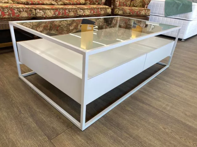 Swoon Storage Coffee Table With Tempered Glass Top - Ex Display