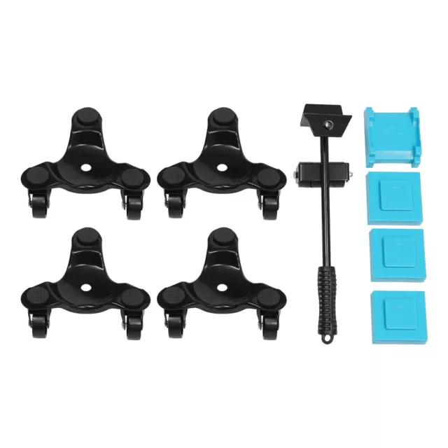 6" 4pack Steel Tri-Dolly 3 Wheels Furniture Mover's Dolly with Lifer 200kg Black