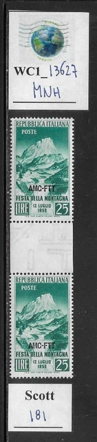WC1_13627. ITALY: TRIESTE FTT. Gutter pair 1953 MOUNTAIN'S FEAST. Scott 181. MNH