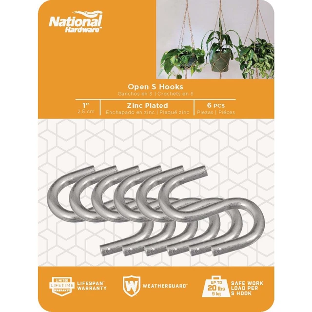 National 1 In. Zinc Heavy Open S Hook (6 Ct.) N121574 National N121574 2