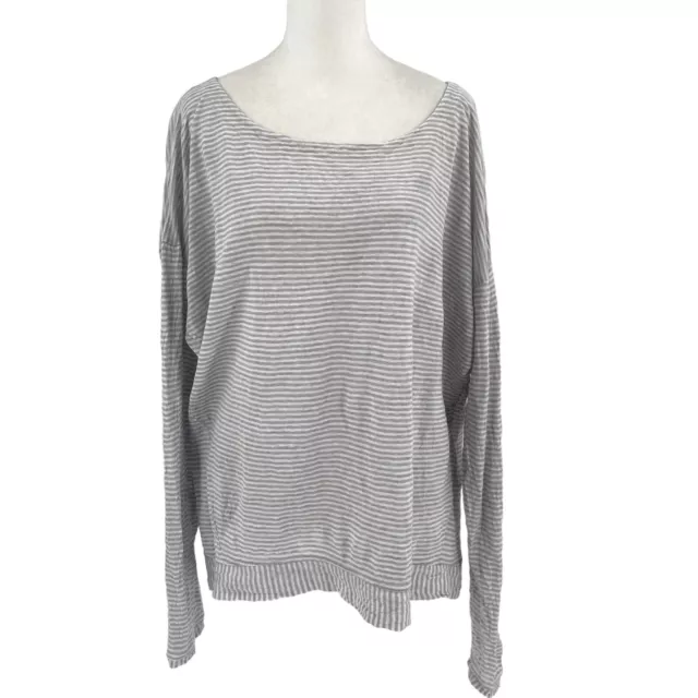 Eileen Fisher 100% Organic Linen Knit Long Sleeve Shirt Top Light Gray size XL