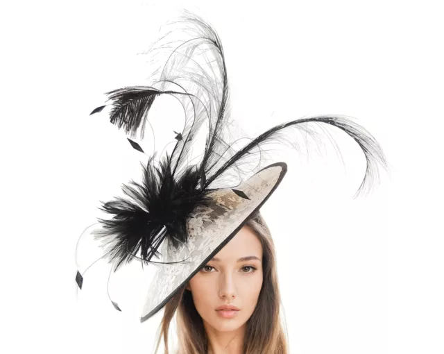 Black Ivory Lace Fascinator Headpiece Royal Ascot Kentucky Derby Melbourne