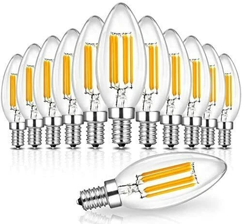 12 Pack LED Candle Light Bulbs,610LM 60W Equivalent,Small Edison Screw (