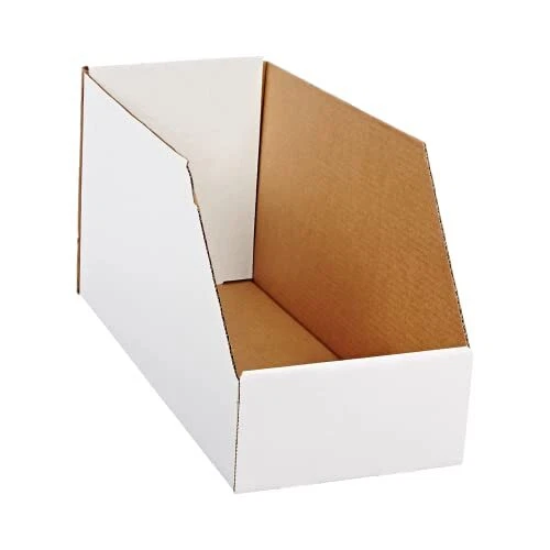 Cardboard Storage Bins, Open Top Bin Box, 8"L x 18"W x 10"H 25-Pack | Small