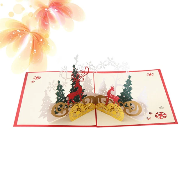 6 Cartoline Di Natale 3D Pop-Up, Biglietti Di Auguni Con Elementi Natalizi, Intaglio Della Carta E Stampa A Caldo, Regalo Per Famiglia E Amici