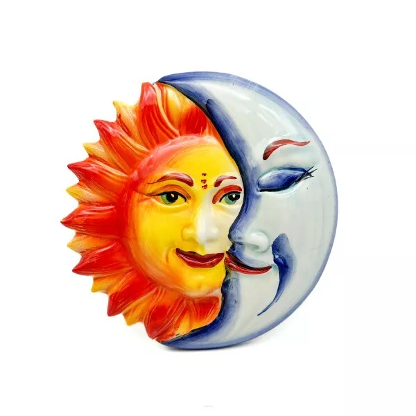 Bassano Keramik Sonne Mit Dem Mond, 27Cm Wanddekoration- Aus Italien Neu!