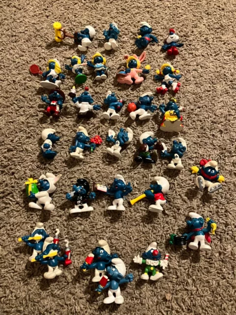 Lot Of 30 Vtg Peyo Smurf Schleich Figures  Characters&Accessories 1960's,70s,80s