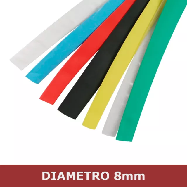 GUAINA TERMORESTRINGENTE TERMORETRAIBILE MULTICOLORE DIAMETRO 8mm - 1,6 METRI