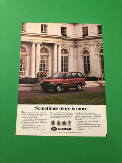 1994 1995 Range Rover Se Original Vintage Print Ad Advertisement