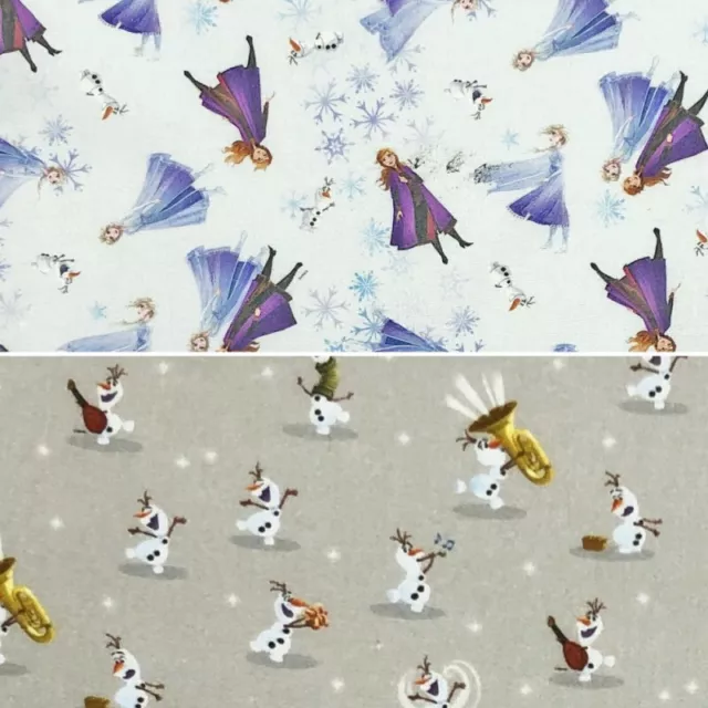 100% Cotton Digital Fabric Disney Frozen Elsa Snow Queen Anna Olaf Winter Fun