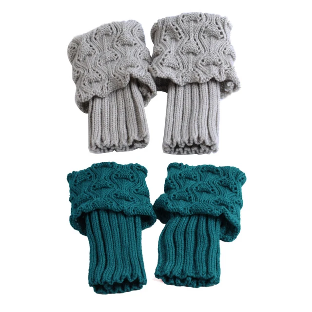 2 Pairs Knit Boot Toppers Leg Warmers Socks Lace Cuffs Boots