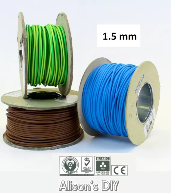 1.5 mm Single Core Conduit Cable 6491X Blue Brown Earth Yellow / Green Bonding