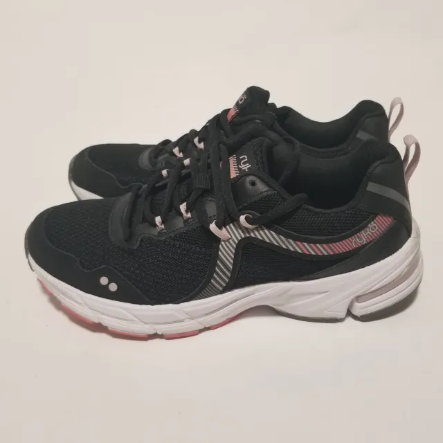 Ryka Running Sneaker Womens 8.5 Black Pink Intrigue 2 Lace Up Active Memory Foam