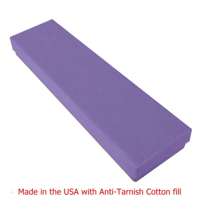 100 Purple Matte Cotton Filled Jewelry Packaging Gift Box 8" x 2" x 1"