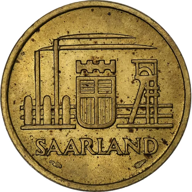 [#224464] Münze, SAARLAND, 20 Franken, 1954, Paris, VZ, Aluminum-Bronze, KM:2