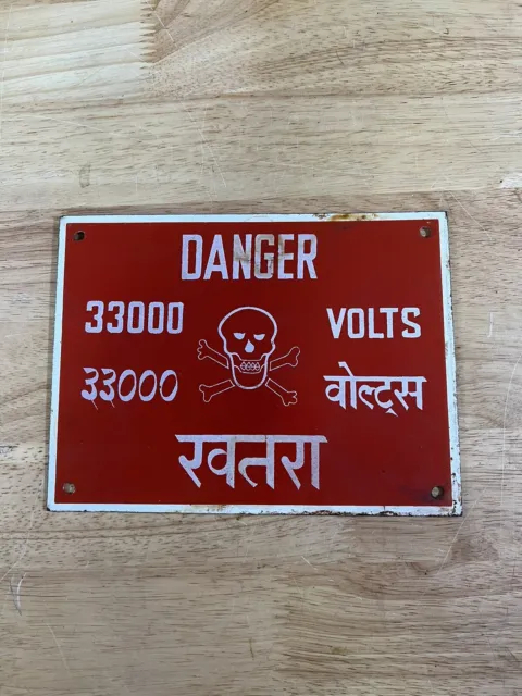 Vintage Porcelain Danger 33000 Volts Sign
