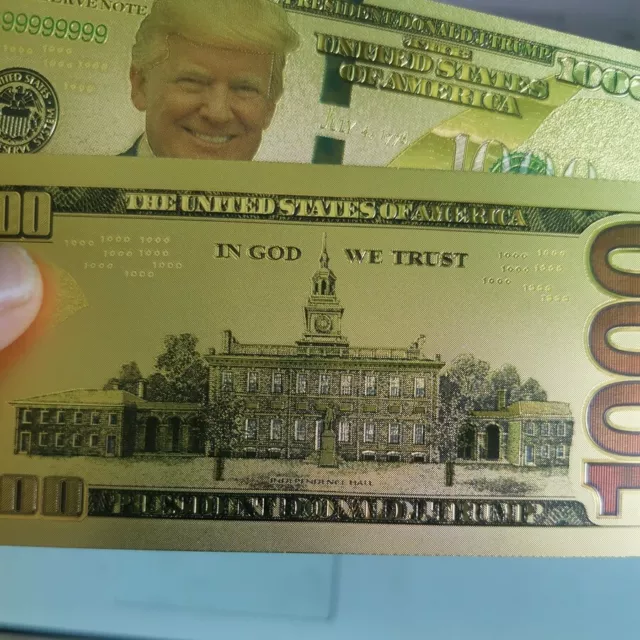 120PC President Donald Trump Colorized $1000 Dollar Bill Gold Foil Banknote 3
