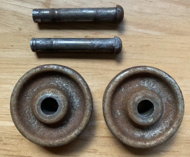 2 Vintage Singer Treadle Sewing Machine Cast Iron  Wheels and pins axle axel