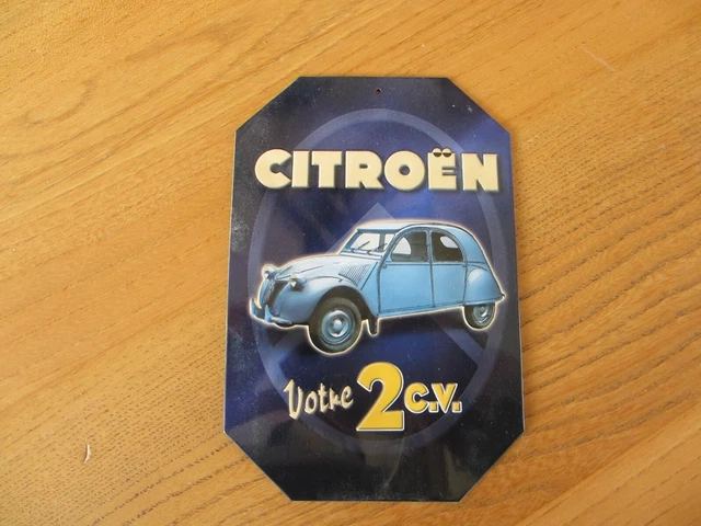 Plaque métal vintage publicité rétro voiture 2Cv et pub Ricard neuve 20X20cm - Collection