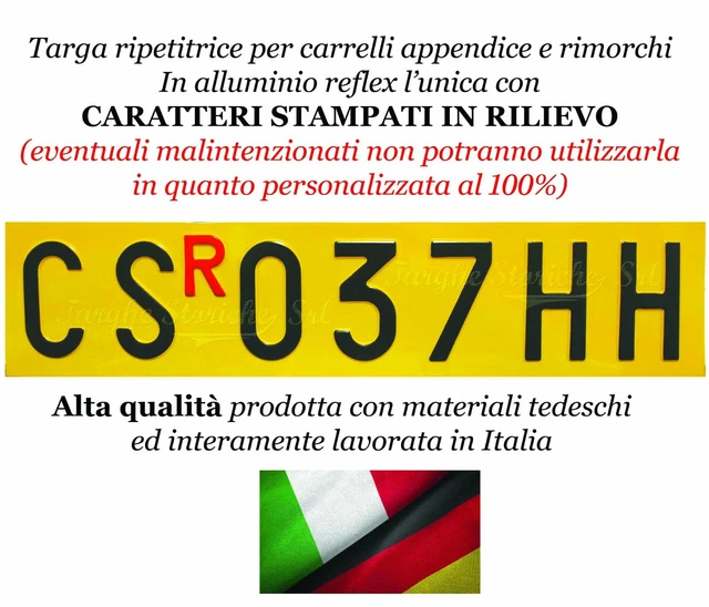 Targa Ripetitrice In Alluminio Catarifrangente Per Rimorchi E Carrelli - Personalizzata - Foto 12