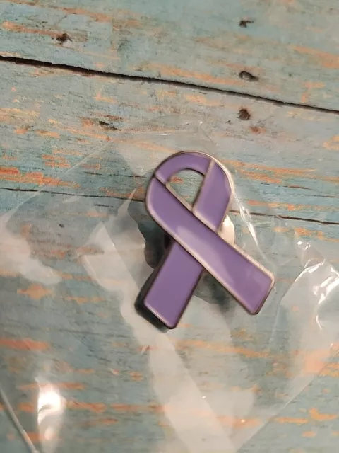 Lavender Purple Cancer Awareness Ribbon Lapel Pin, New