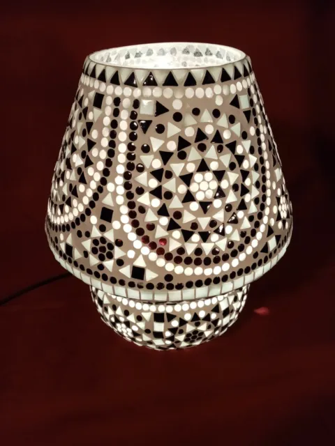 Lampada Vetro Mosaico Stile Art Deco' Anni 2000 Circa Vintage 30X32 Cm Fungo