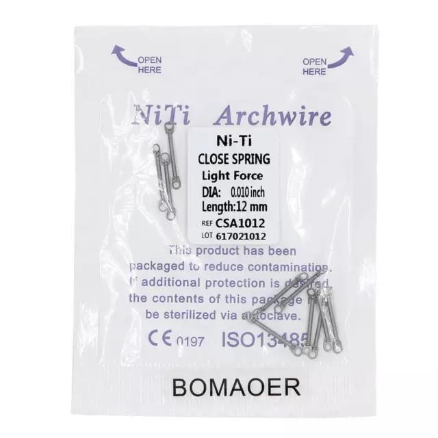 1-100×Dental orthodontic niti close spring light force DIA 0.01 inch length 12mm